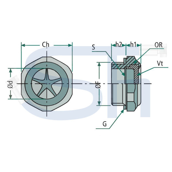 Ölstandsschauglas aus Aluminium R 1 1/4"
