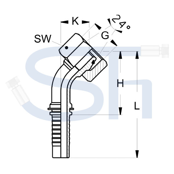 Pressarmatur DN06 - 08S - IG 45° - DKOS