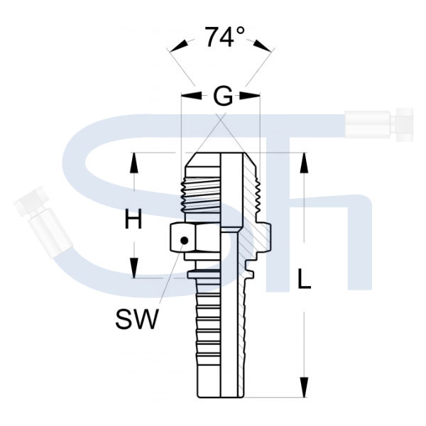 Pressarmatur DN12 - 7/8" - AG - JIC