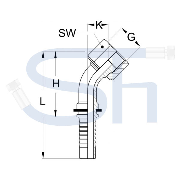 Pressarmatur DN08 - 11/16" - IG 45° - ORFS