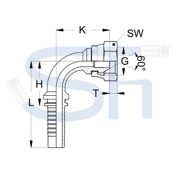 Pressarmatur DN06 - R 3/8" - IG 90° - DKR