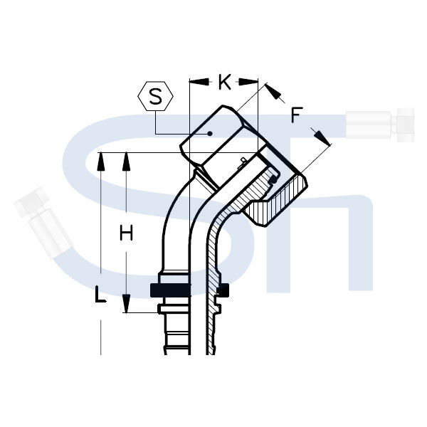 Pressarmatur DN25 - 25S - IG 45° - DKOS-S - 4SH