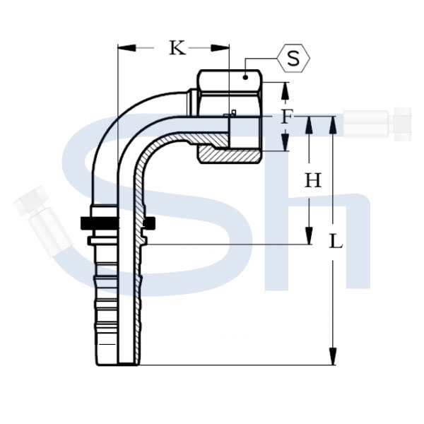Pressarmatur DN19 - 1 7/16" - IG 90° - ORFS - 4SH