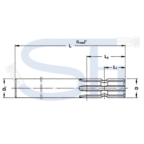 Profilwellenstück R 1 3/8" 6 Zähne - Länge 200mm - 1-seitig