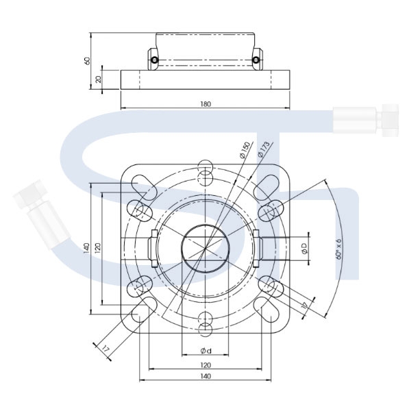 Rotatorbüchse mit Flanschplatte Ø 70mm für 5t Rotator