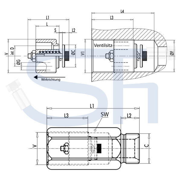 Rohrbruchsicherungsventil R 3/4" IG - AG