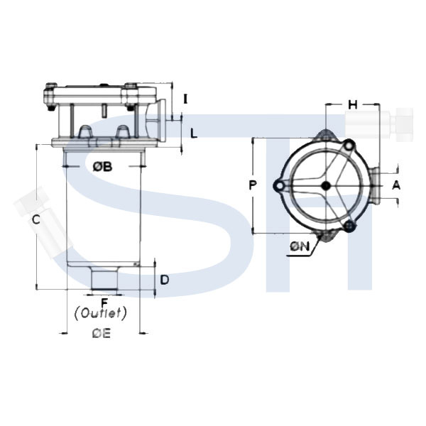 Rücklauffilter Tankeinbau R 3/4" - 125 Liter/min - 25µm