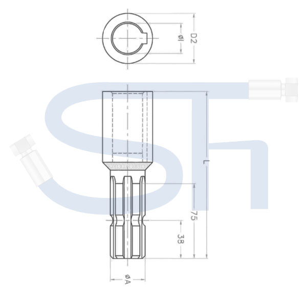 Reduzierstück mit Nut - R 1 3/8" 6 Zähne - Ø 40mm - Zapfwellenadapter
