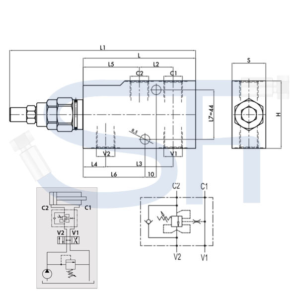 Senkbremsventil R 1/2" - einfachwirkend - druckkompensiert