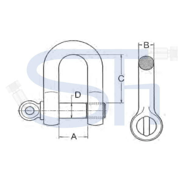 Hochfeste Schäkel 1 1/4" - 12,00t - Geschweifte Form mit Augbolzen
