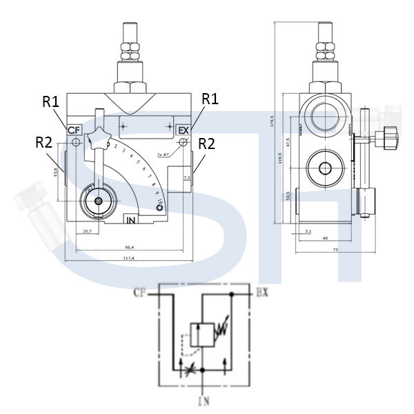 Stromregelventil mit Maßstab 110L R 3/4" - Druckkompensiert