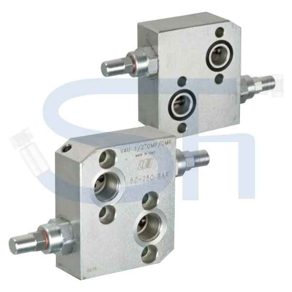 Schockventil R 1/2" 10 - 180 BAR - doppeltwirkend - zum direkten Aufflanschen auf BMP / BMR Motoren