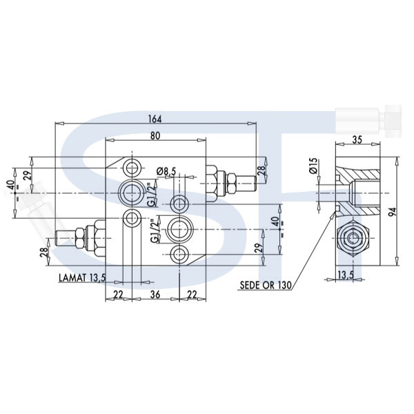 Schockventil R 1/2" 10 - 180 BAR - doppeltwirkend - zum direkten Aufflanschen auf BMP / BMR Motoren