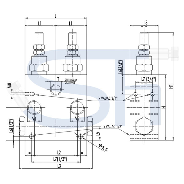 Schockventil R 1/2" 10 - 180 BAR - doppeltwirkend - mit Nachsaugung