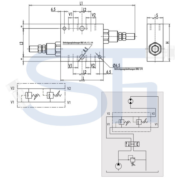 Schockventil R 1/2" 10 - 180 BAR - doppeltwirkend