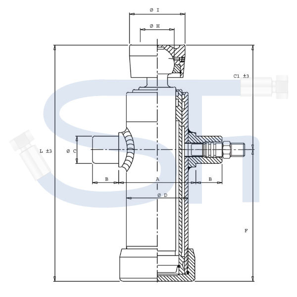 Teleskopzylinder mit Querbohrung 3-stufig - Hub 683mm - 11,7 Tonnen