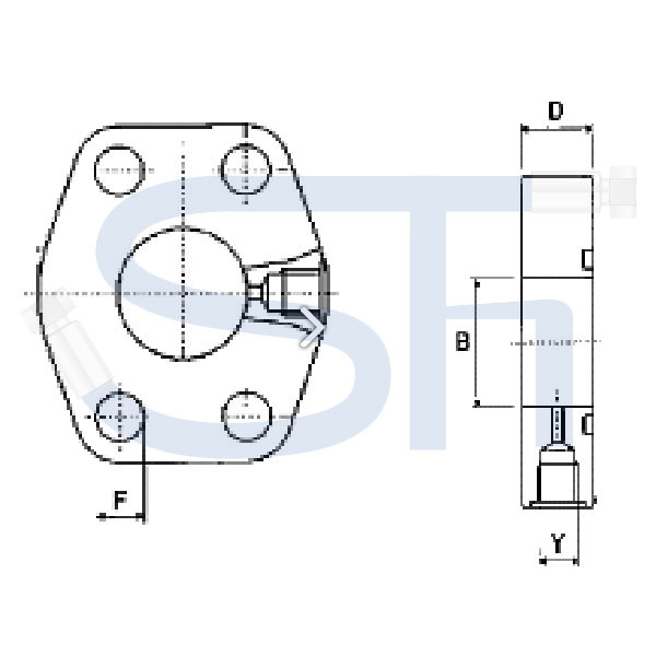 Zwischenflansch mit Messanschluss SAE 6000 PSI - R 1 1/4"