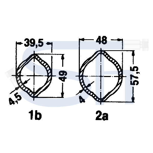 Profilrohre 800mm - 49 x 39,5 x 4,5 - Profil 1b - WALTERSCHEID - Zitronenprofil