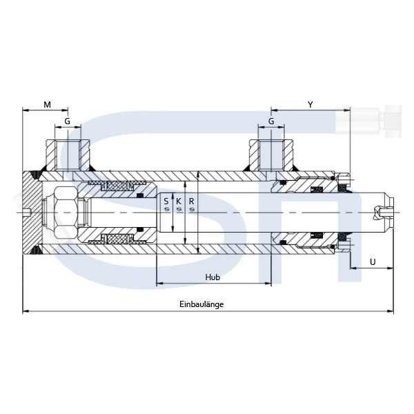 Hydraulikzylinder 50/25/100 Hub - doppeltwirkend